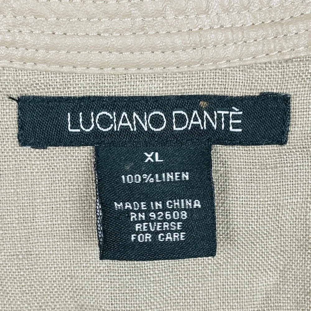 Luciano Dante Jacket Womens XL Linen Roll‎ Tab Sleeves Lagenlook Beachy Coastal